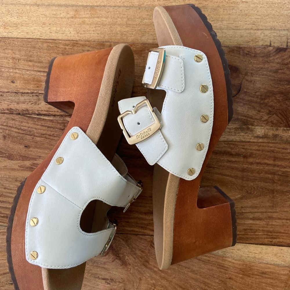 Dr. Scholl's White Leather Women’s Platform Clogs Like New Size 8 - Picture 11 of 11